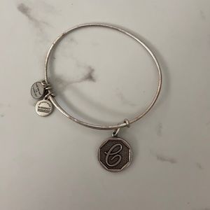 C charm silver alex and ani bracelet